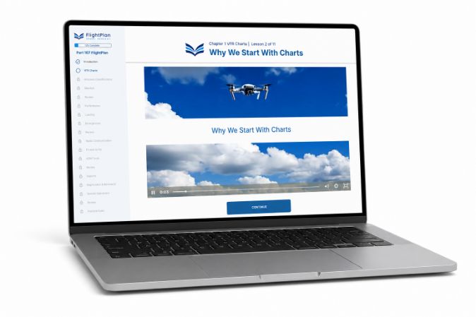 Part 107 Flight Plan course shown on a laptop